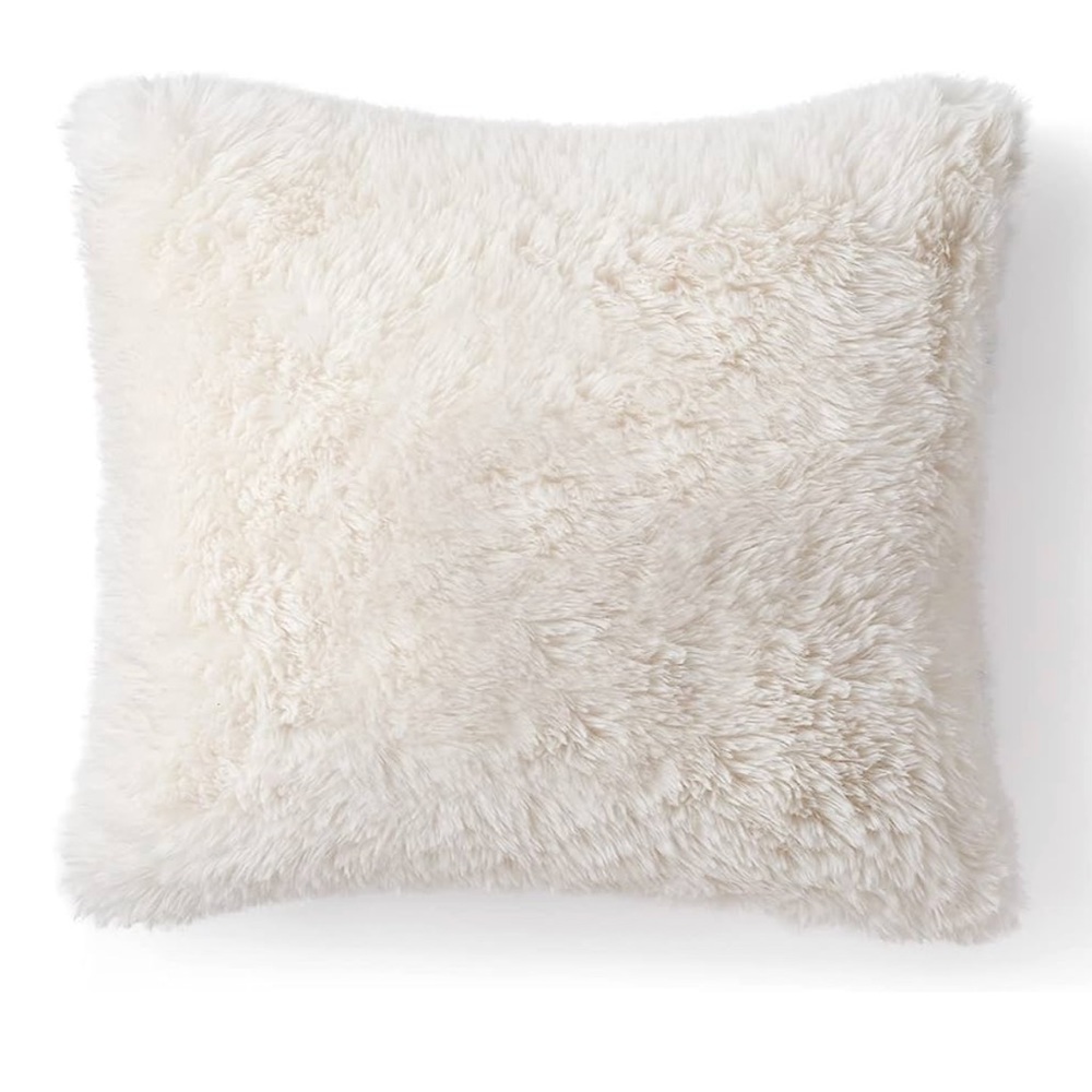 Cozy Bliss Faux Fur Pillow Beige NIP
